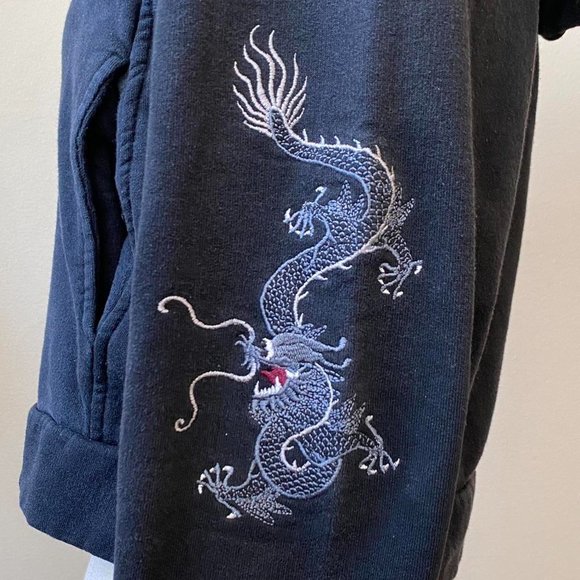 Vintage 90s Black Dragon Hoodie Sweatshirt by Tag Rag. Size M. - Picture 3 of 4